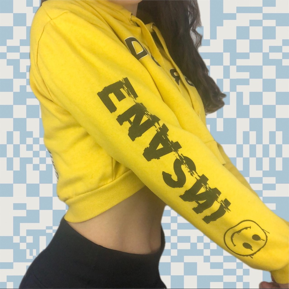 Disturbia Yellow Cropped Hoodie
